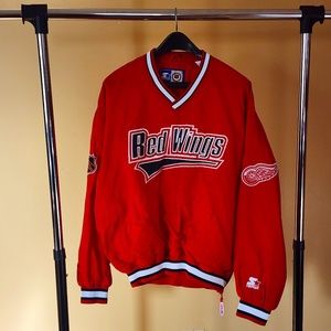 Vintage Detroit Red Wings Starter Jacket Pullover Size Large